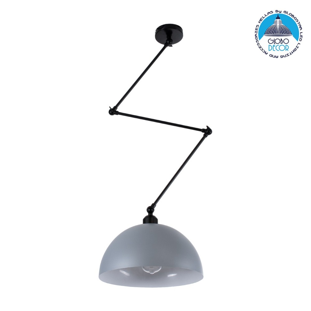 GLOBOSTAR® LOTUS 00937 Μοντέρνο Φωτιστικό Οροφής με Ντουί 1 x E27 AC 220-240V IP20 - Γκρι & Μαύρο - Μ30 x Π30 x Υ21cm